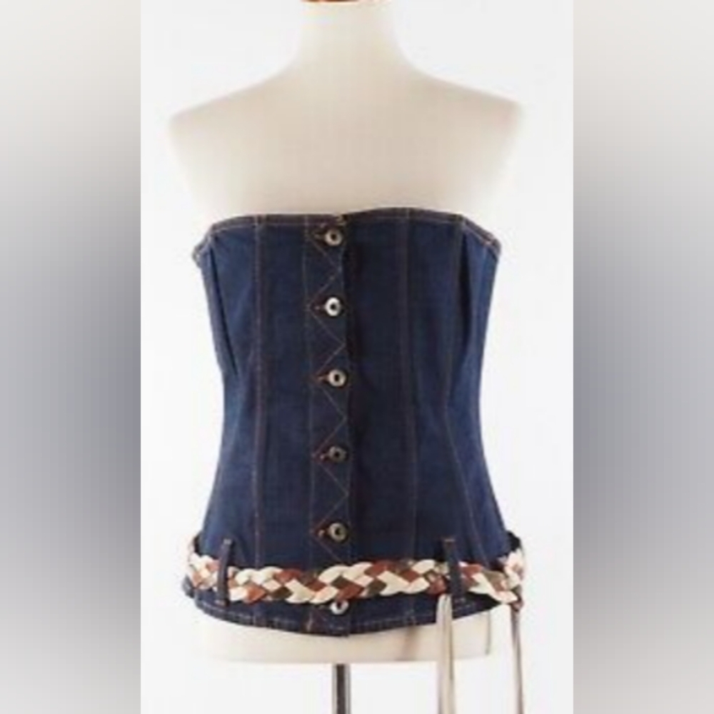 Dolce & Gabbana  Denim Corset Top with Braided Detail